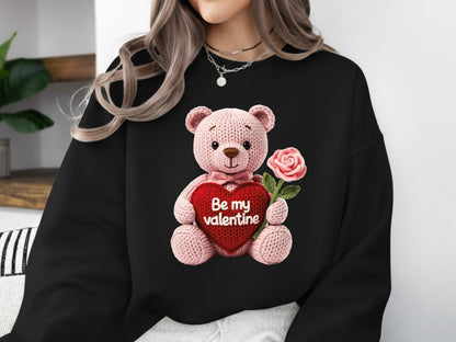 Faux Yarn Teddy Bear Be My Valentine Sublimation