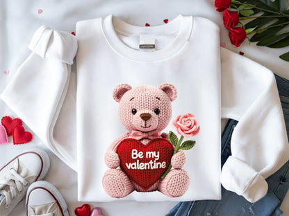 Faux Yarn Teddy Bear Be My Valentine Sublimation