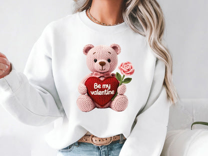 Faux Yarn Teddy Bear Be My Valentine Sublimation