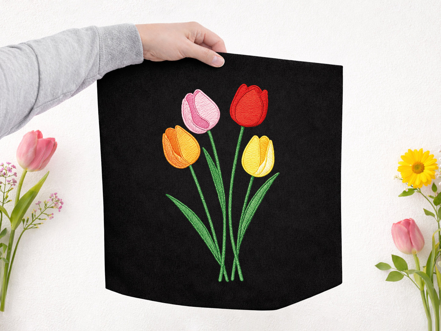 Faux Yarn Tulip Flower Sublimation Design