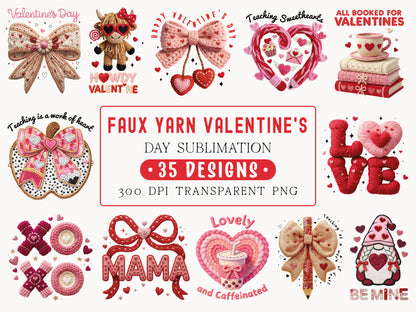 Faux Yarn Valentine Sublimation PNG Bundle