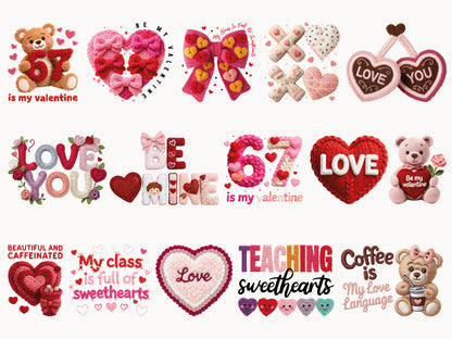 Faux Yarn Valentine Sublimation PNG Bundle