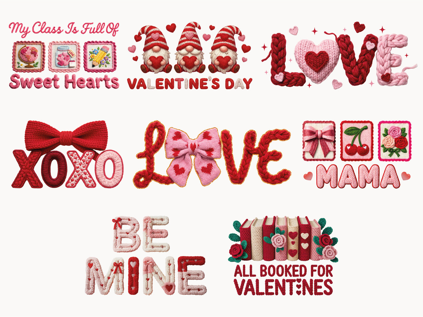 Faux Yarn Valentine Sublimation PNG Bundle