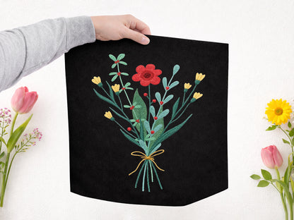 Faux Yarn Wildflower Bouquet PNG Design