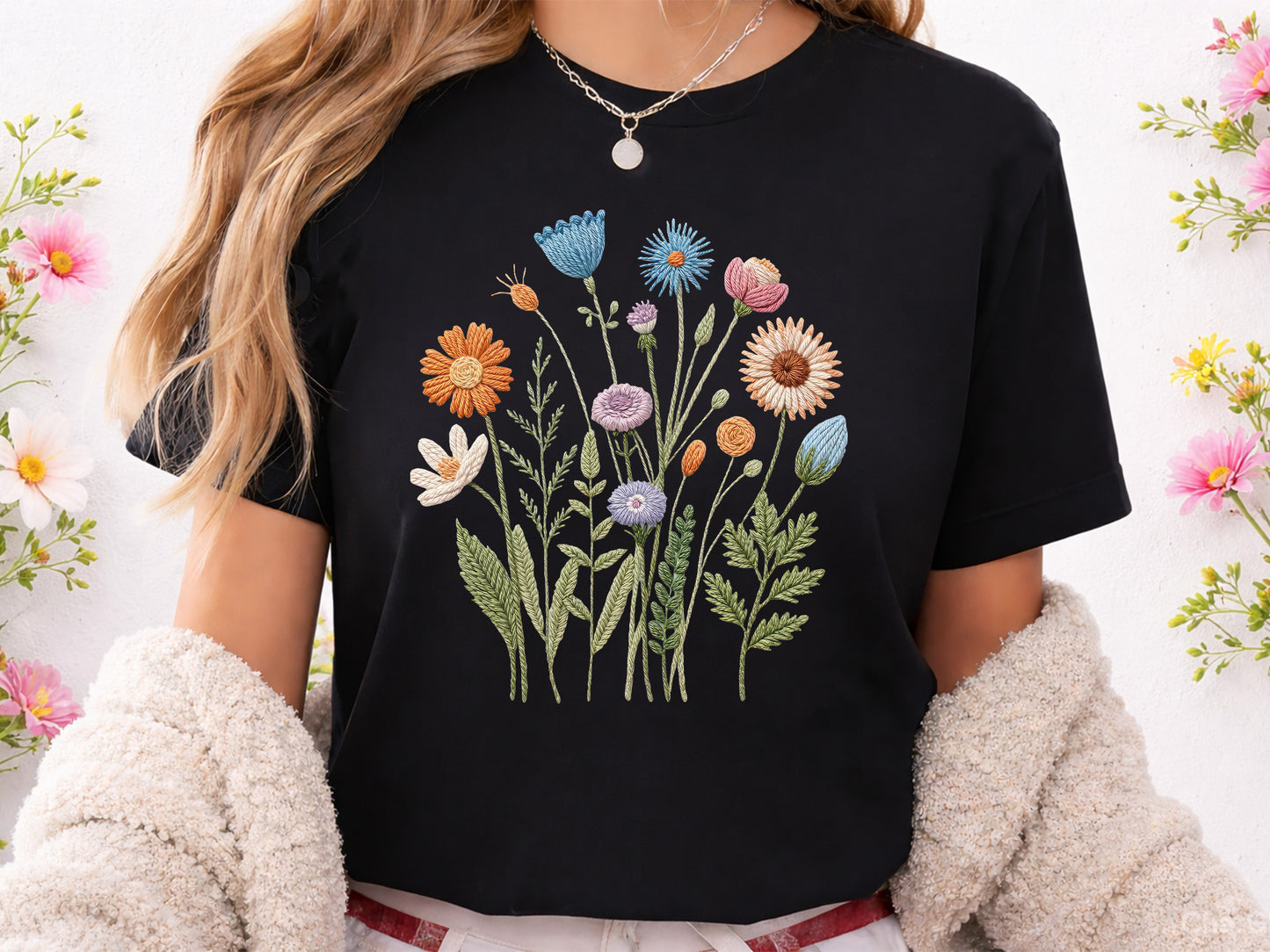 Faux Yarn Wildflower PNG Sublimation Bundle