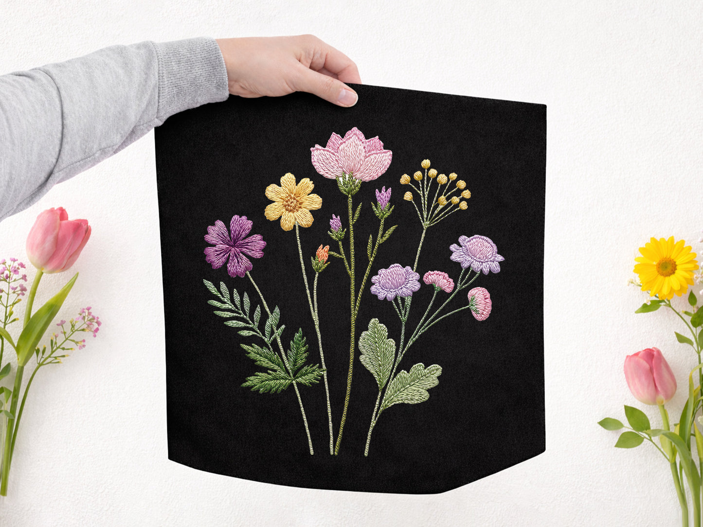 Faux Yarn Wildflower PNG Sublimation Bundle