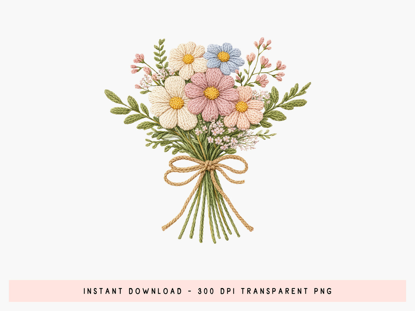 Faux Yarn Wildflower Sublimation PNG Design