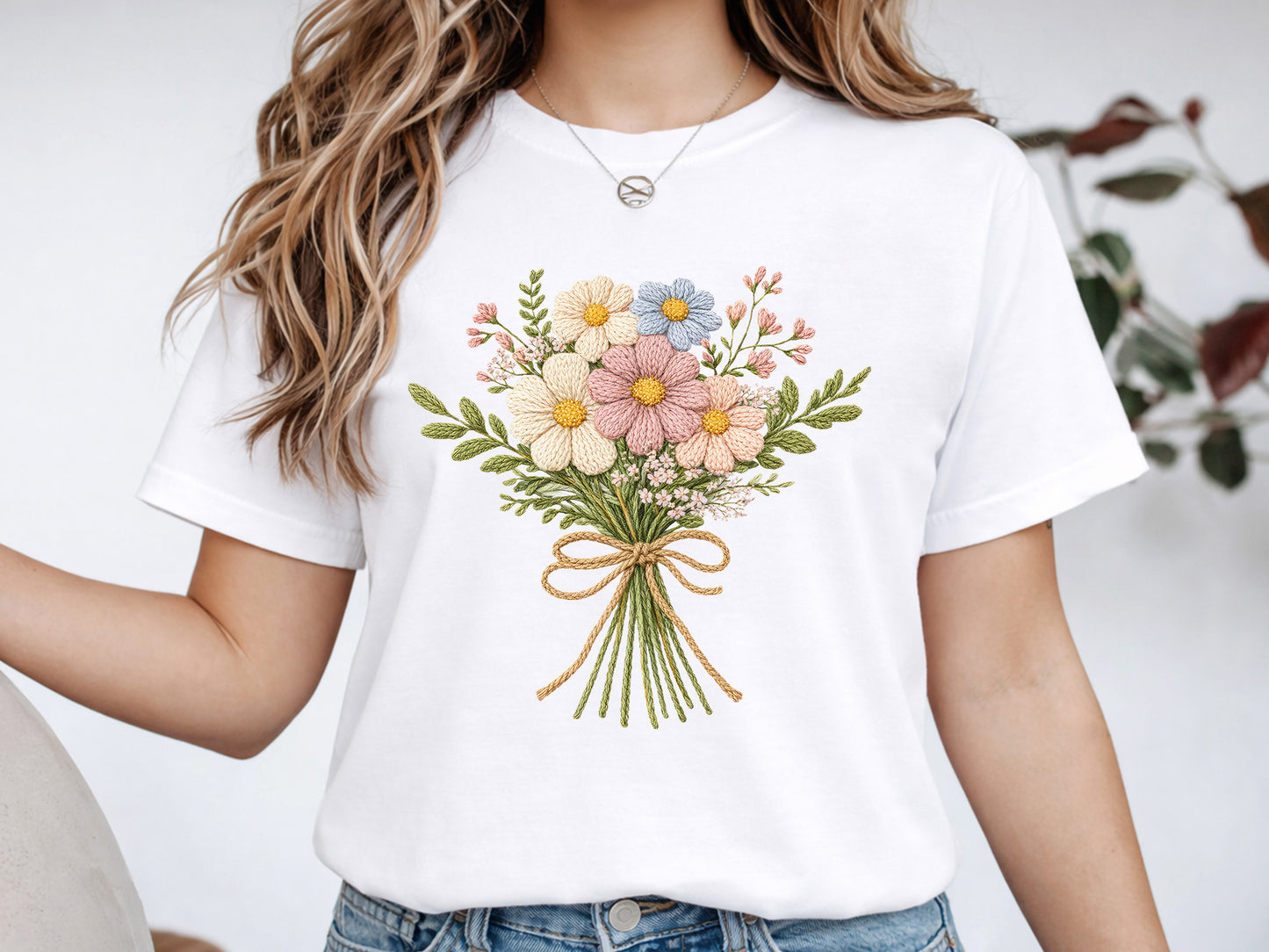 Faux Yarn Wildflower Sublimation PNG Design