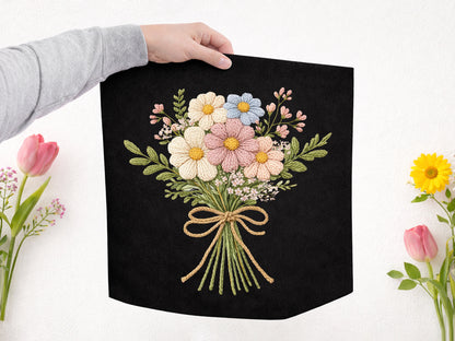 Faux Yarn Wildflower Sublimation PNG Design