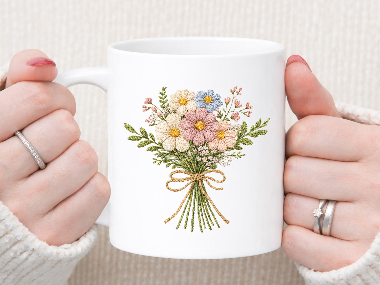 Faux Yarn Wildflower Sublimation PNG Design