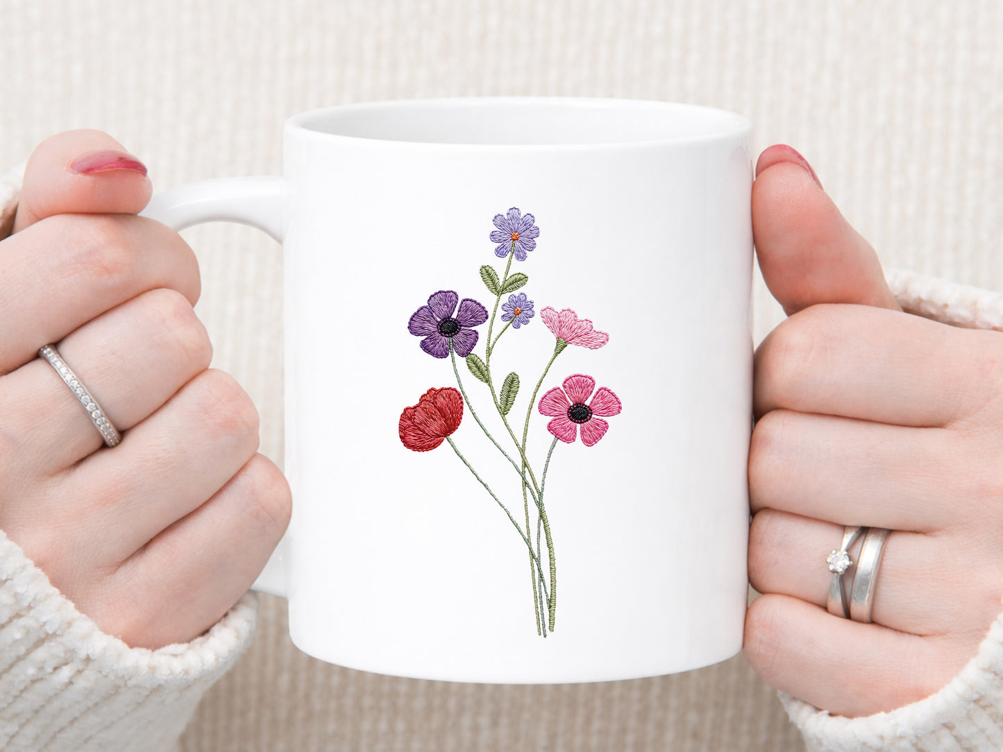 Faux Yarn Wildflower Sublimation Print Design