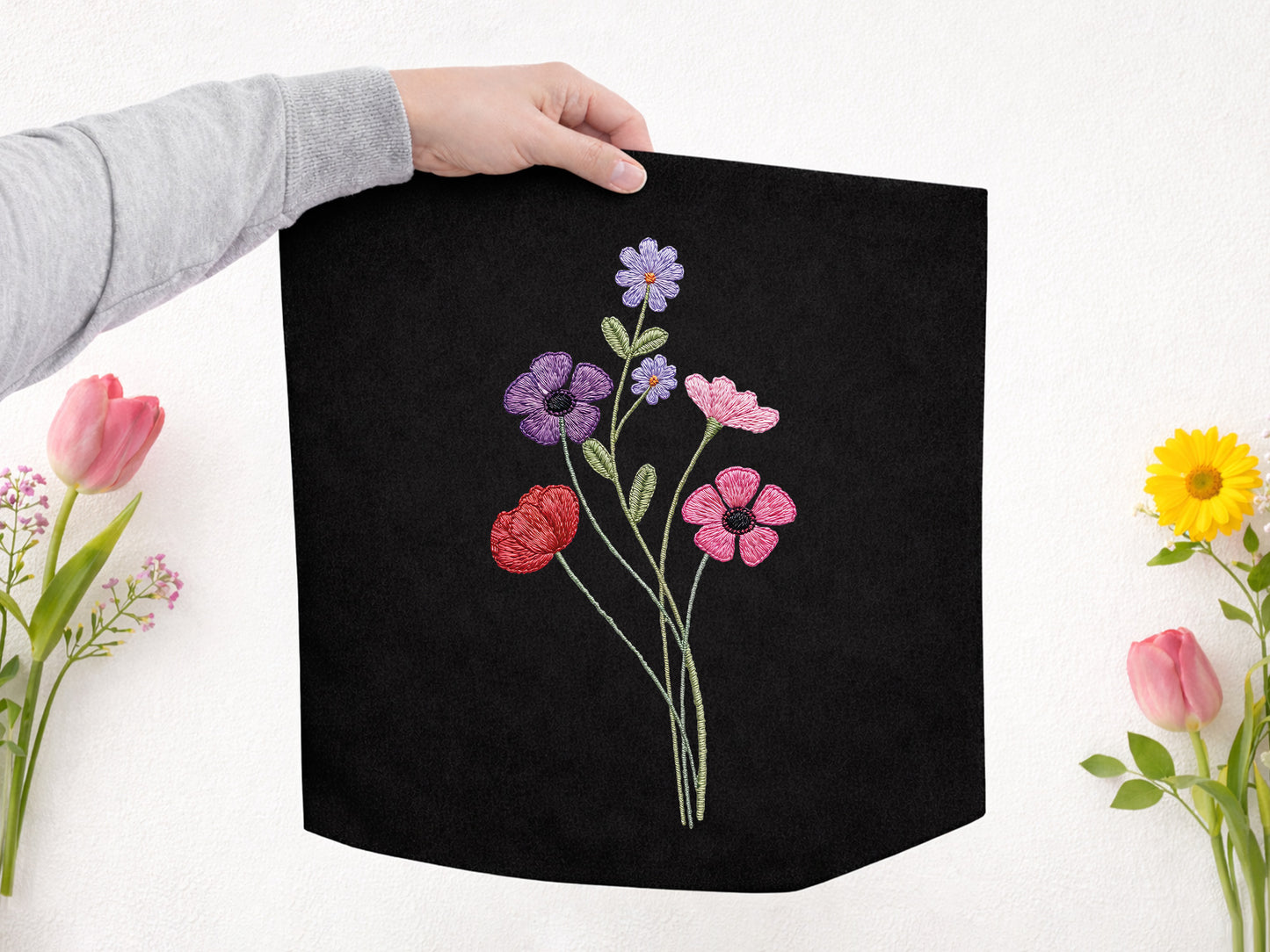Faux Yarn Wildflower Sublimation Print Design