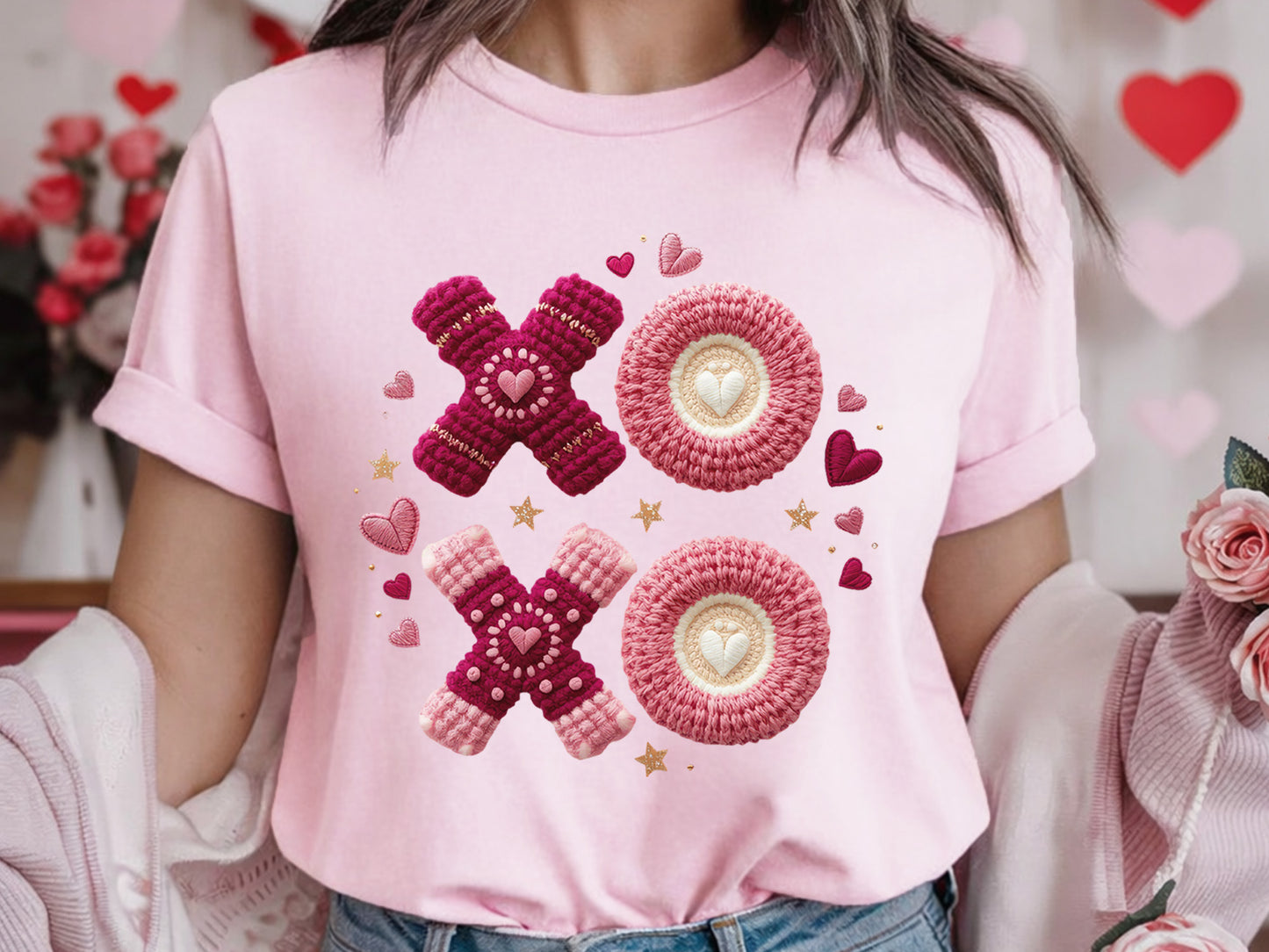 Faux Yarn Xoxo Valentine Sublimation Design