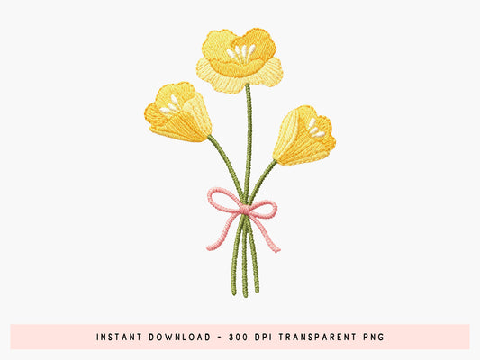 Faux Yarn Yellow Wildflower Sublimation Design