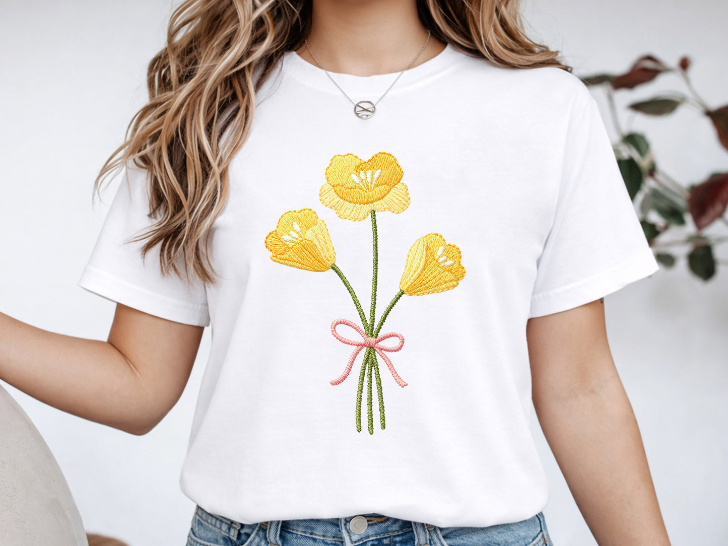 Faux Yarn Yellow Wildflower Sublimation Design