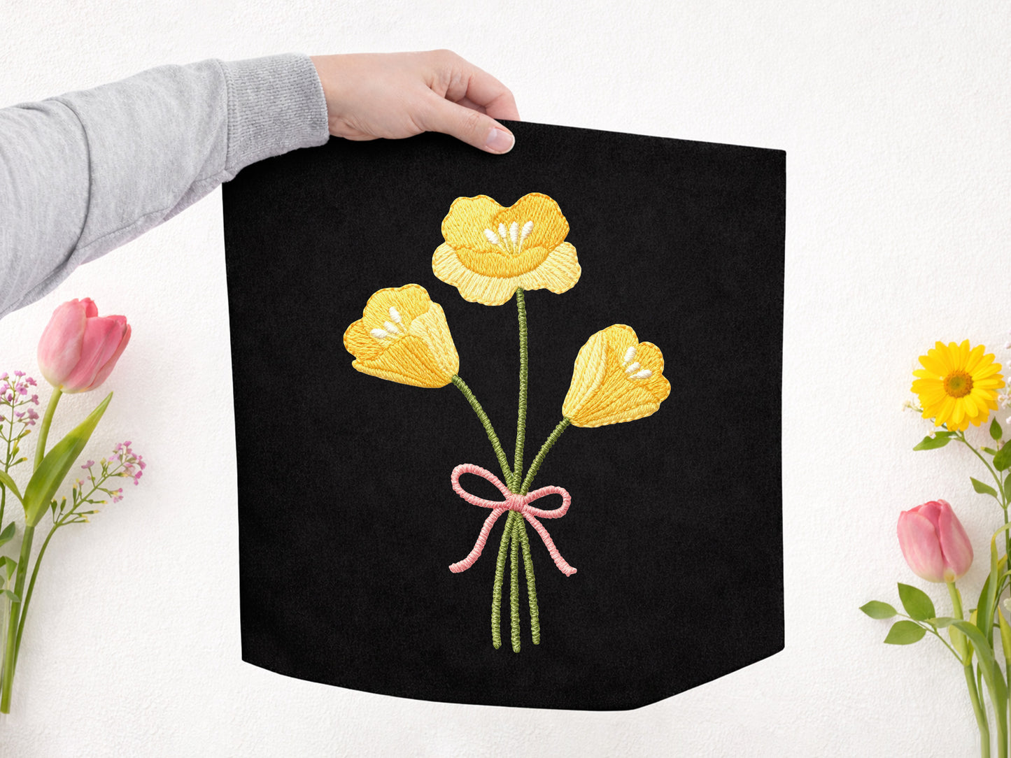 Faux Yarn Yellow Wildflower Sublimation Design