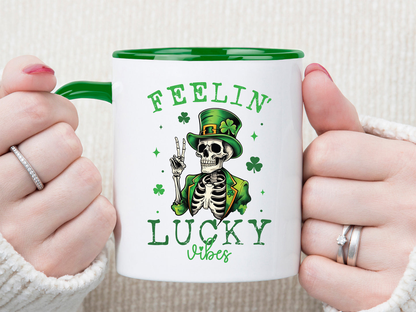 Feelin' Lucky Vibes, Skeleton St Patrick's Day Sublimation