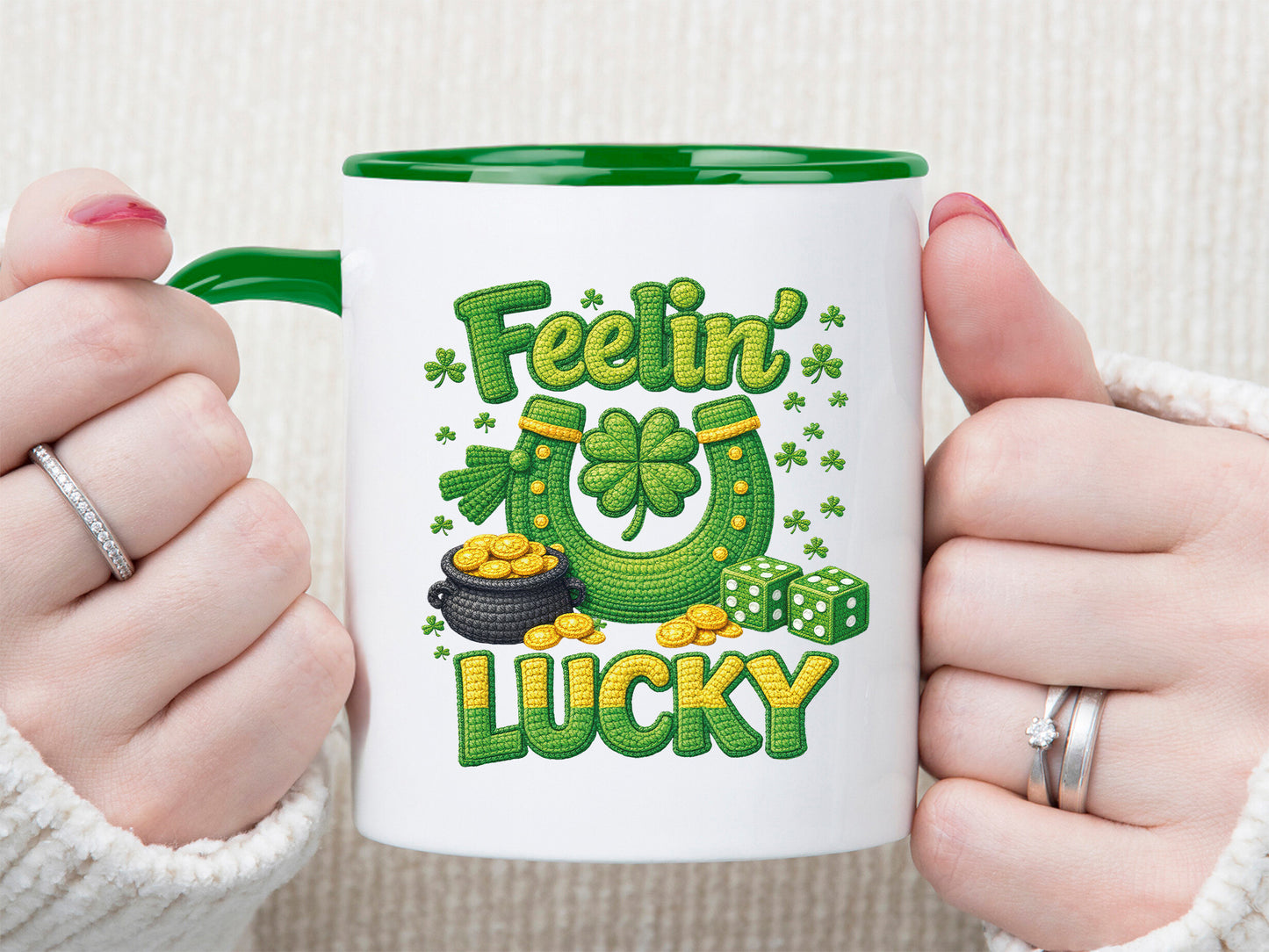 Feelin' Lucky, Faux Yarn St Patrick's Day PNG