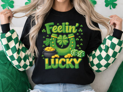 Feelin' Lucky, Faux Yarn St Patrick's Day PNG