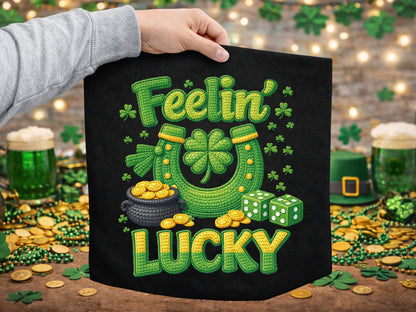 Feelin' Lucky, Faux Yarn St Patrick's Day PNG