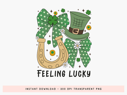 Feeling Lucky, Coquette St Patrick's Day PNG