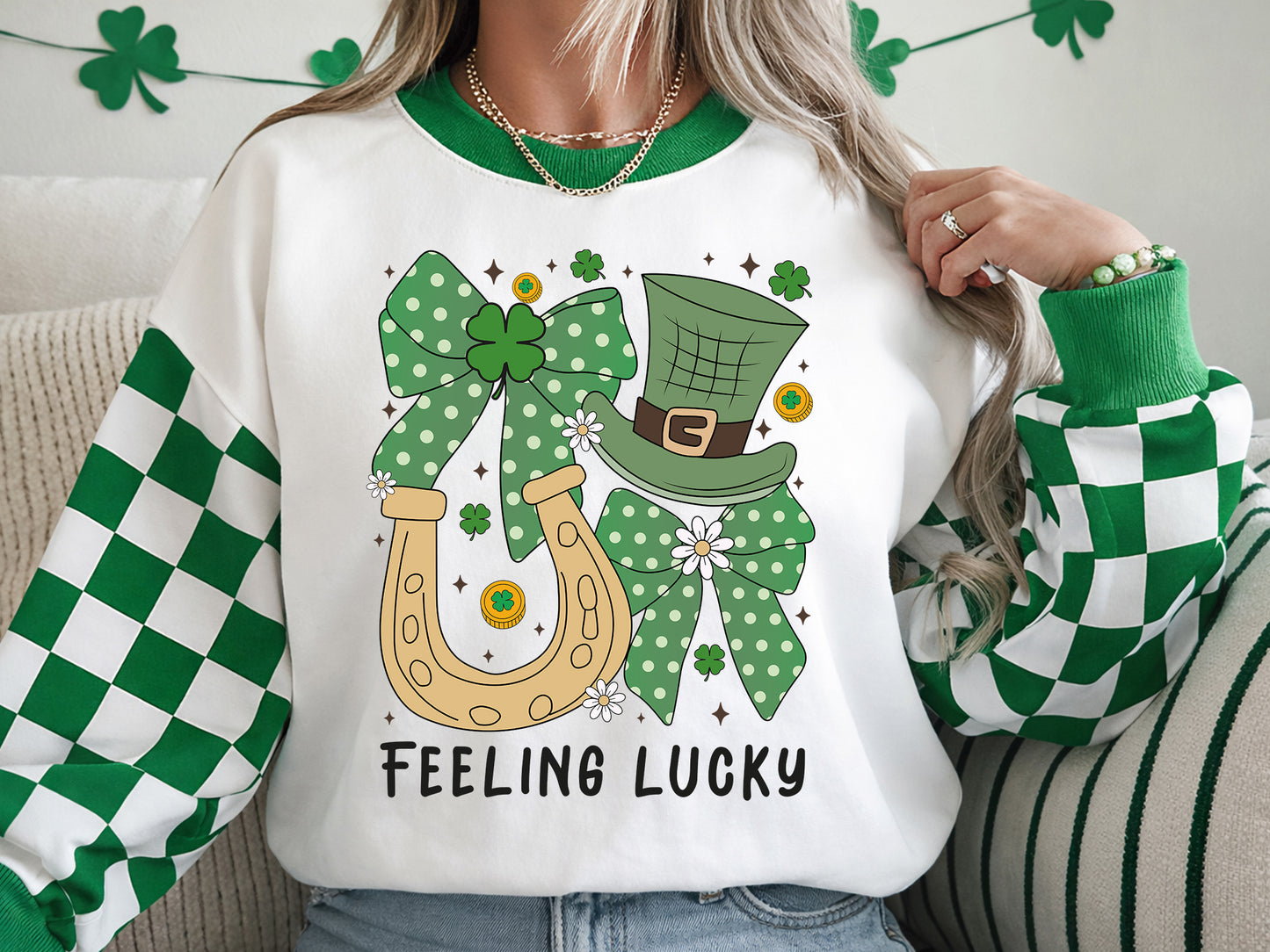Feeling Lucky, Coquette St Patrick's Day PNG