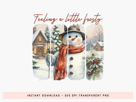 Feeling a Little Frosty, Brush Stroke Christmas Snowman PNG