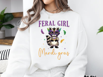 Feral Girl Mardi Gras Preppy Sublimation Design