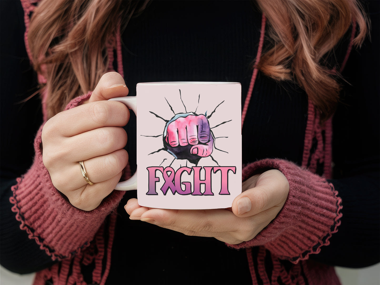 Fight - Breast Cancer Awareness Sublimation Design