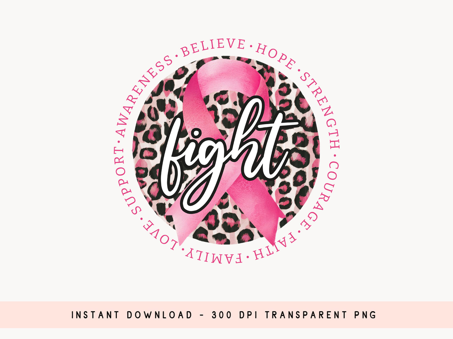 Fight - Breast Cancer Awareness Sublimation PNG