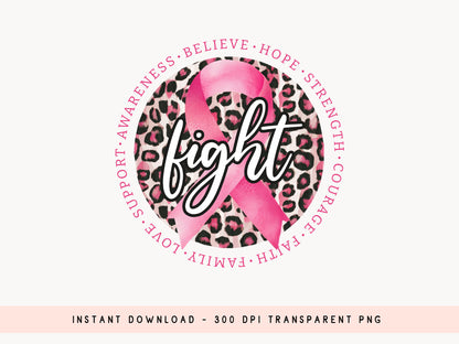 Fight - Breast Cancer Awareness Sublimation PNG