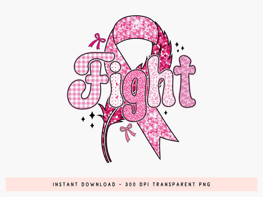 Fight - Preppy Breast Cancer Sublimation Print