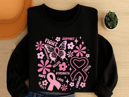 Fight Support Awareness, Breast Cancer Flower SVG
