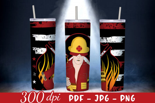 Firefighter 20oz Tumbler Sublimation Wrap