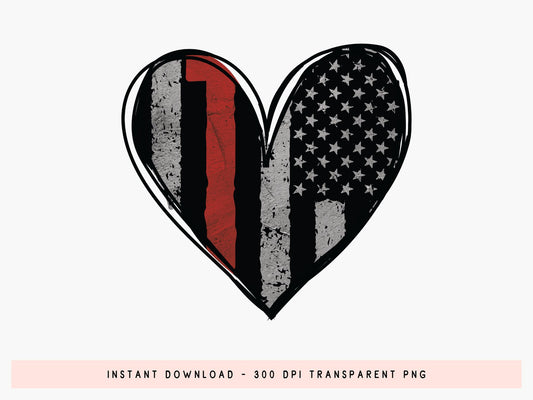 Firefighter American Flag Heart Sublimation