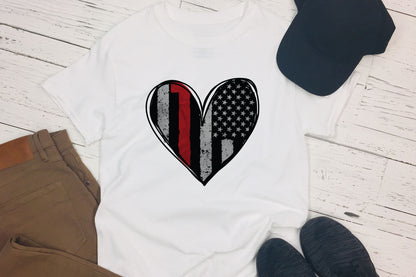 Firefighter American Flag Heart Sublimation