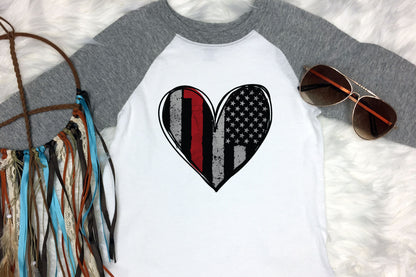 Firefighter American Flag Heart Sublimation