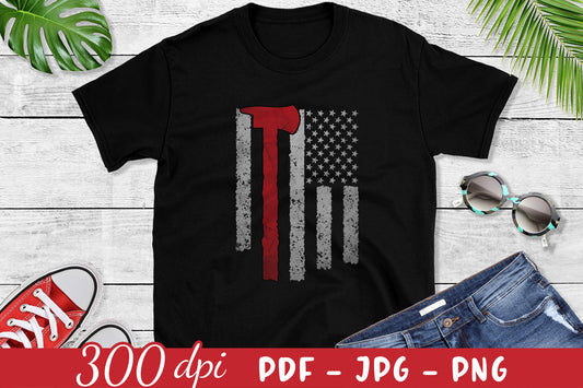 Firefighter American Flag Sublimation Design
