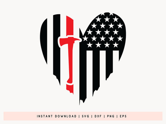 Firefighter Flag Heart SVG Vector