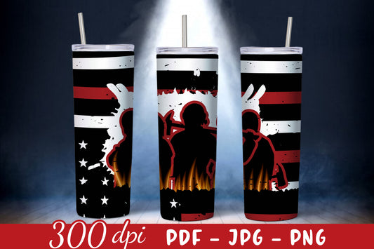 Firefighter Skinny Tumbler Sublimation PNG