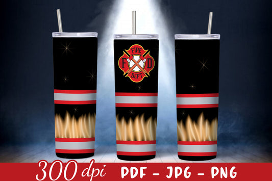 Firefighter Skinny Tumbler Wrap PNG Design