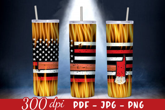 Firefighter Sublimation Tumbler Design PNG
