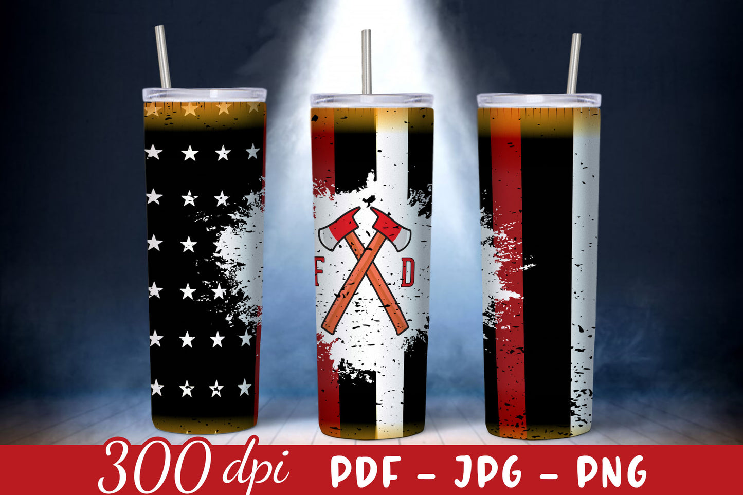 Firefighter Sublimation Tumbler Wrap PNG