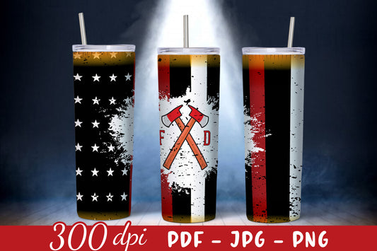 Firefighter Sublimation Tumbler Wrap PNG
