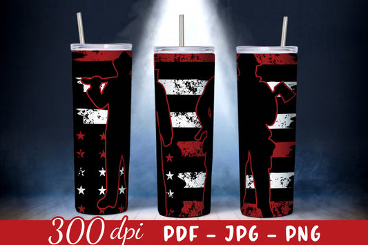 Firefighter Tumbler Wrap PNG Sublimation