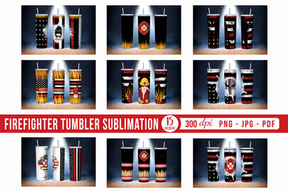 Firefighter Tumbler Wraps Sublimation Bundle