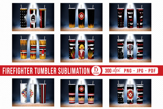 Firefighter Tumbler Wraps Sublimation Bundle