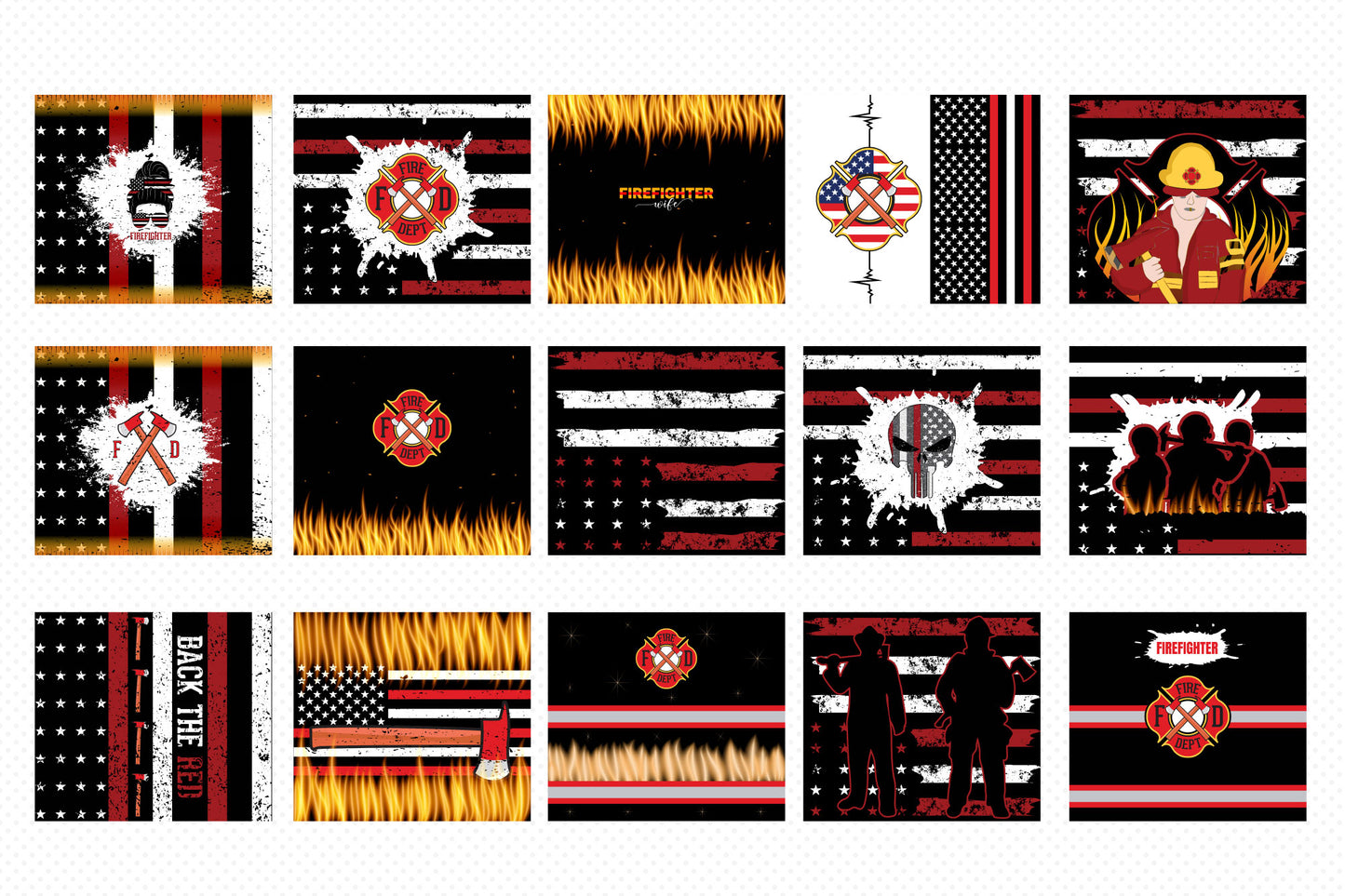 Firefighter Tumbler Wraps Sublimation Bundle