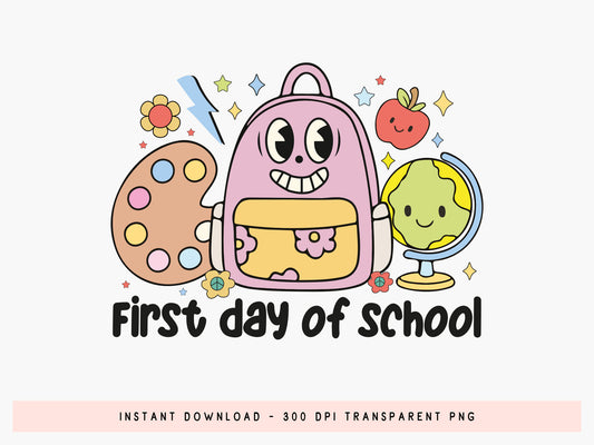 First Day of School, Preppy Back to School Sublimation PNG