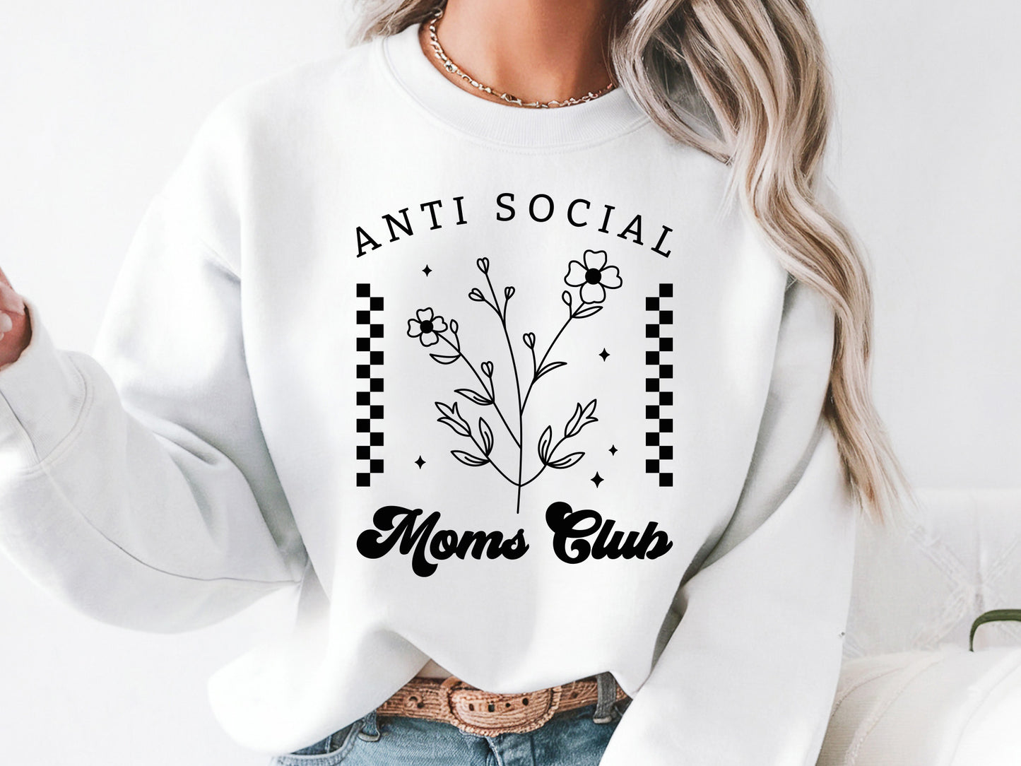 Floral Anti Social Moms Club SVG Design